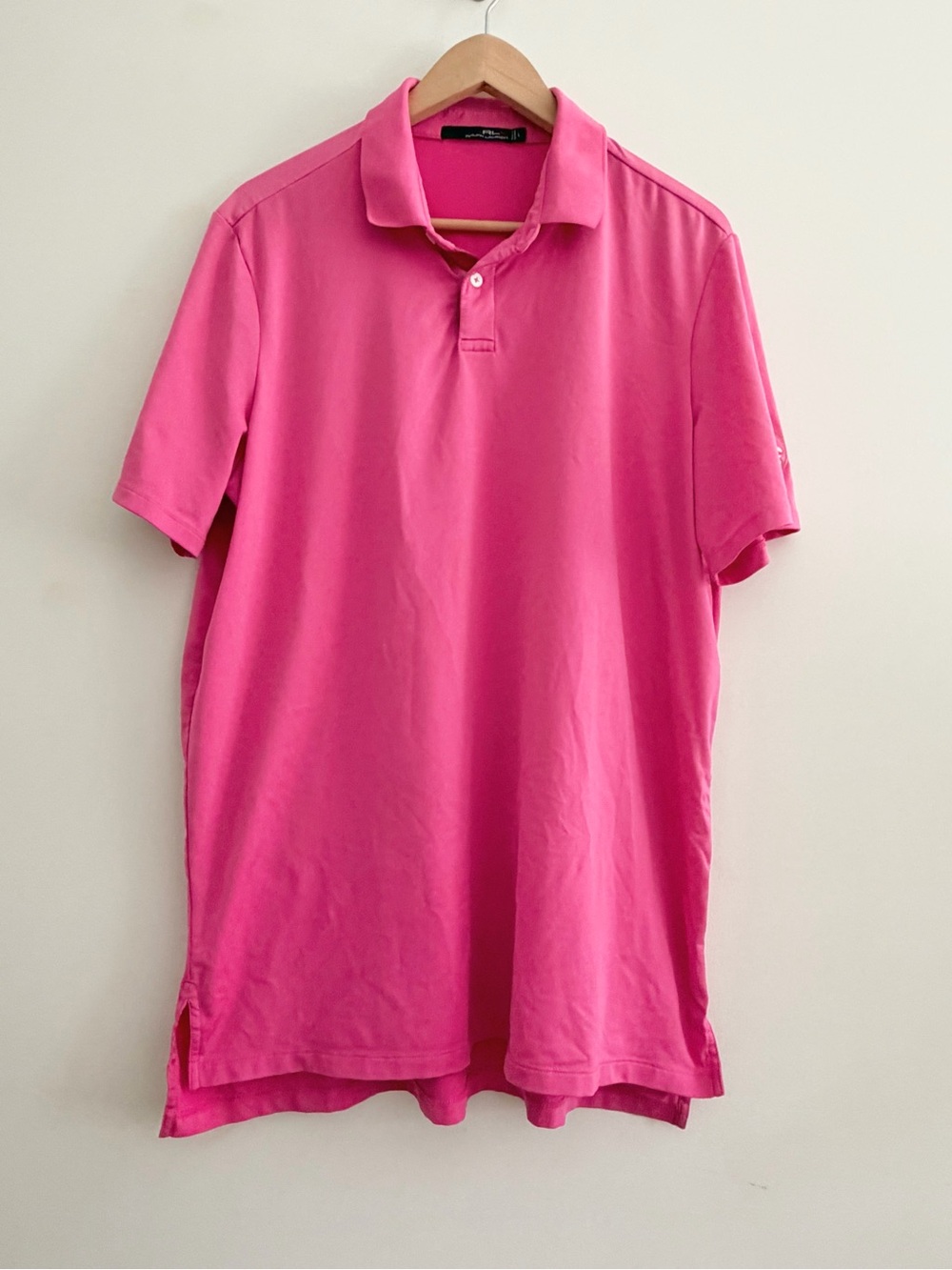 RLX Ralph Lauren X Men's Pink Polo Golf Shirt Lightweight Casual Top w Emblem L